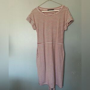 Merokeety copper striped tee dress pockets size S